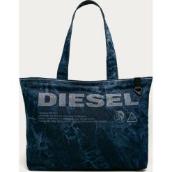 Diesel - Torebka. Niebieskie torby damskie na zakupy Diesel, w paski, z bawełny, na ramię, bez dodatków. Za 689,90 zł.
