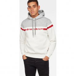 G-Star Raw - Bluza. Białe bluzy męskie G-Star RAW, m, z nadrukiem, z elastanu, retro, z kapturem, bez rękawów, z kapturem. W wyprzedaży za 319,90 zł.