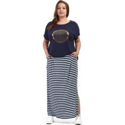 Granatowa dzianinowa spódnica Eva w paski XXL OVERSIZE LATO. Spódniczki damskie Moda Size Plus Iwanek, na lato, s, w paski, z elastanu, oversize. Za 109,00 zł.