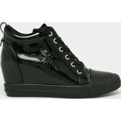Calvin Klein Jeans - Botki Ritzy. Czarne koturny damskie marki Calvin Klein Jeans, bez obcasa, na obcasie, na sznurówki. W wyprzedaży za 399,90 zł.