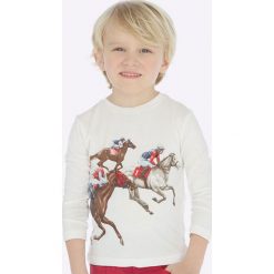 Mayoral - Longsleeve dziecięcy 92-134 cm. Białe t-shirty chłopięce Mayoral, z nadrukiem, z bawełny, z długim rękawem. Za 64,90 zł.