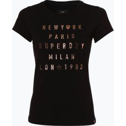 Superdry - T-shirt damski, czarny. Czarne t-shirty damskie marki Superdry, xl, z aplikacjami, bez kołnierzyka. Za 189,95 zł.