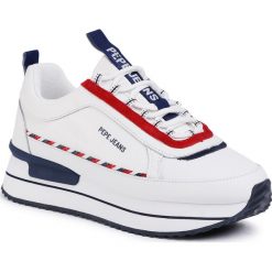 Sneakersy PEPE JEANS - Rusper Nine PLS30993 White 800. Białe sneakersy damskie Pepe Jeans, z jeansu. W wyprzedaży za 259,00 zł.