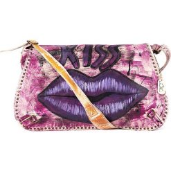 Torebki klasyczne damskie: Skórzana torebka w kolorze różowo-fioletowym - 43 x 28 x 6 cm