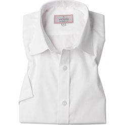 Męska Koszula Victorio, Krótki Rękaw, SLIM-FIT, Biała KSKWVCTO84. Białe koszule męskie Victorio, m, bez wzorów, z bawełny, eleganckie, bez kołnierzyka, z krótkim rękawem. Za 109,00 zł.