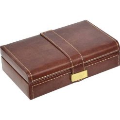 Pudełko na spinki Heritage brązowe. Pomarańczowe spinki do mankietów męskie Dulwich, złote. Za 338,00 zł.