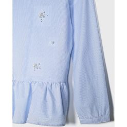 Blukids - Bluzka dziecięca 98-134 cm. Niebieskie bluzki dziewczęce Blukids, z aplikacjami, z bawełny, z okrągłym kołnierzem, długie. W wyprzedaży za 59,90 zł.
