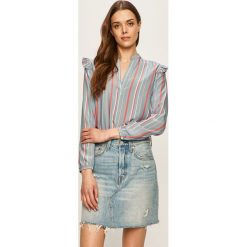 Calvin Klein - Bluzka. Niebieskie bluzki damskie Calvin Klein, na co dzień, bez wzorów, z lyocellu, bez kołnierzyka, z długim rękawem. Za 399,90 zł.