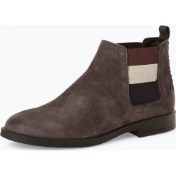 Tommy Jeans - Skórzane botki damskie, szary. Szare botki damskie marki Tommy Jeans, z jeansu, klasyczne, za kostkę, bez obcasa, bez zapięcia. Za 279,95 zł.