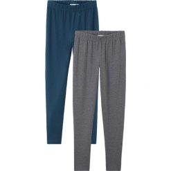 Legginsy (2 pary) bonprix ciemnoniebiesko-szary melanż. Szare spodnie dziewczęce bonprix, bez wzorów. Za 55,98 zł.