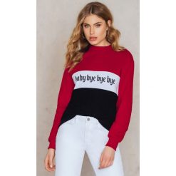 NA-KD Trend Bluza Baby Bye Bye Bye - Black,White,Multicolor. Czarne bluzy damskie NA-KD Trend, z nadrukiem, z bawełny, z długim rękawem, długie, bez kaptura. W wyprzedaży za 80,97 zł.