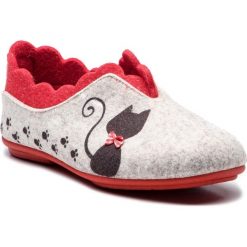 Kapcie MANITU - 340224 Offwhite/Rot 81. Białe klapki damskie Manitu, z aplikacjami, z tworzywa sztucznego, bez obcasa. Za 139,00 zł.