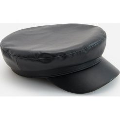 Czapka baker boy z imitacji skóry - Czarny. Czarne czapki damskie Reserved, bez wzorów, ze skóry. Za 49,99 zł.