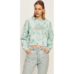 Guess Jeans - Bluza. Żółte bluzy damskie Guess Jeans, s, z aplikacjami, z bawełny, bez rękawów, bez kaptura. Za 419,90 zł.