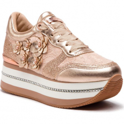 Sneakersy GUESS - FL5HIN LAC12 ROSE. Czerwone sneakersy damskie Guess, z materiału. Za 599,00 zł.