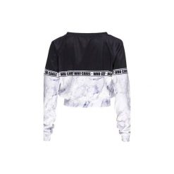 Sweatshirt Crop Marble. Szare bluzy damskie Who cares, bez wzorów, bez rękawów, bez kaptura. Za 129,99 zł.