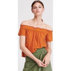 Bluzka hiszpanka w paski - Pomarańczowy. Pomarańczowe bluzki damskie Reserved, s, w paski, bez kołnierzyka, bez rękawów. W wyprzedaży za 29,99 zł.
