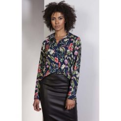 Bielizna damska: Elegancka Granatowa Koszula w Kwiaty