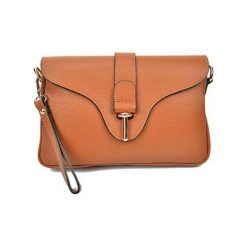 Torebki klasyczne damskie: Skórzana torebka w kolorze koniaku – (S)29 x (W)18 x (G)5 cm