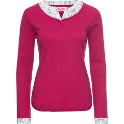 Shirt 2 w 1 z długim rękawem bonprix jeżynowo-czerwony. Różowe koszulki damskie bonprix, bez wzorów, bez kołnierzyka, z długim rękawem. Za 54,99 zł.