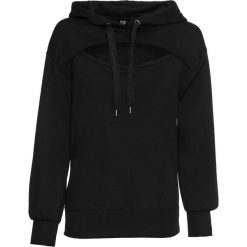 Bluza z kapturem bonprix czarny. Czarne bluzy damskie bonprix, bez wzorów, bez rękawów, z kapturem. Za 89,99 zł.
