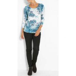 Koszulka w kolorze błękitno-białym. Niebieskie koszulki damskie Jacqueline Riu, bez wzorów, klasyczne, z okrągłym kołnierzem. W wyprzedaży za 72,95 zł.