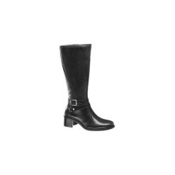 Eleganckie kozaki damskie 5th Avenue na średnim obcasie. Czarne kozaki damskie ze skóry, eleganckie, na średnim obcasie, na obcasie, na zamek. Za 279,90 zł.