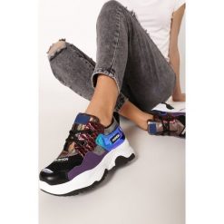 Czarno-Fioletowe Sneakersy Diglossa. Czarne sneakersy damskie Born2be, z materiału. Za 99,99 zł.