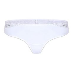 Stringi "Ivone" w kolorze białym. Białe stringi damskie Kinga, xl, w koronkowe wzory, z koronki. W wyprzedaży za 32,95 zł.