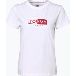 Tommy Jeans - T-shirt damski, biały. Białe t-shirty damskie Tommy Jeans, m, bez wzorów, z jeansu, bez kołnierzyka. Za 99,95 zł.