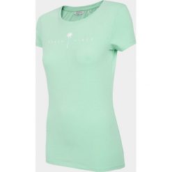 T-shirt damski TSD601 - błękit turkusowy - Outhorn. Niebieskie koszulki damskie Outhorn, na imprezę, bez wzorów, bez kołnierzyka, bez rękawów. Za 34,99 zł.