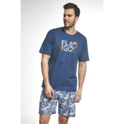 Męska piżama Flamingo. Szare szlafroki męskie Cornette, m, bez wzorów, z bawełny, z krótkim rękawem. Za 106,99 zł.