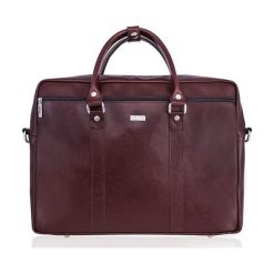 Torba Solier Skórzana torba na ramię laptopa Solier MARCEL Brąz. Brązowe torby na laptopa Solier, bez wzorów. Za 429,00 zł.