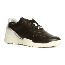Skórzane sneakersy w kolorze czarno-białym. Czarne sneakersy męskie Baldinini, bez wzorów, ze skóry, na sznurówki. W wyprzedaży za 649,95 zł.