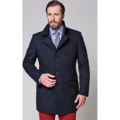 Płaszcz Granatowy Alessandro. Niebieskie płaszcze męskie LANCERTO, m, bez wzorów, z bawełny, klasyczne, bez kaptura. W wyprzedaży za 299,90 zł.