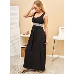 Sukienka Valentina Maxi Kolor Black ONESIZE. Czarne sukienki damskie LIGARI, uniwersalny, w paski, z bawełny, bez kołnierzyka, bez rękawów, maxi. Za 125,00 zł.