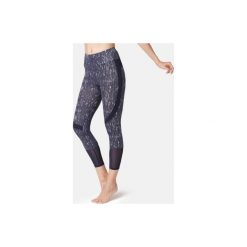 Legginsy 7/8 Gym & Pilates 520 damskie. Niebieskie legginsy damskie DOMYOS, xl, w paski, z elastanu. Za 59,99 zł.