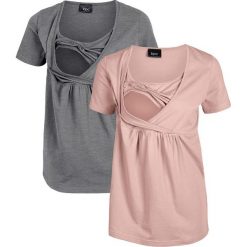 Shirt ciążowy i do karmienia bonprix stary jasnoróżowy - szary melanż. Różowe koszulki damskie bonprix, bez wzorów, retro, bez kołnierzyka, moda ciążowa, bez rękawów. Za 99,98 zł.