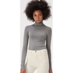 Sweter z wykładanym golfem - Szary. Szare swetry damskie Sinsay, xl, bez wzorów, bez rękawów. Za 49,99 zł.