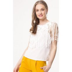 Biała Bluzka Started. Białe bluzki damskie Born2be, xl, bez wzorów, z koronki, bez kołnierzyka, bez rękawów. Za 39,99 zł.