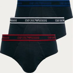 Emporio Armani - Slipy (3-pack). Niebieskie bokserki męskie Emporio Armani, s, z nadrukiem, z elastanu. Za 219,90 zł.