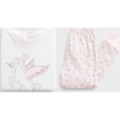 Mango Kids - Piżama dziecięca Unicorn 110-164 cm. Białe piżamy dziewczęce Mango Kids, bez wzorów, z elastanu, z długim rękawem. Za 69,90 zł.