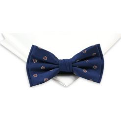 Granatowa Mucha w Drobne Kwiatki + Biała Poszetka - Chattier, Męska MUCH0138. Niebieskie muszki męskie Chattier, na imprezę, w paski, eleganckie. Za 44,00 zł.