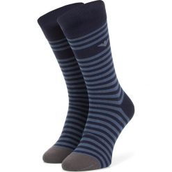 Zestaw 2 par wysokich skarpet męskich EMPORIO ARMANI - 302302 9A293 03835 Blu Navy/Avio. Niebieskie skarpetki męskie Emporio Armani, bez wzorów, z elastanu. Za 89,00 zł.