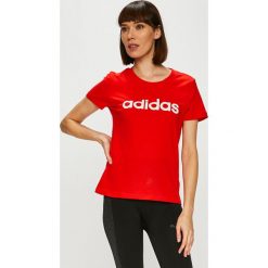 Adidas Performance - Top. Czerwone topy damskie marki adidas Performance, s, z nadrukiem, z dzianiny, z okrągłym kołnierzem. Za 79,90 zł.