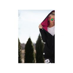 Boomber Black with pink. Czarne bluzy damskie Taff.one, s, bez wzorów, z jeansu, bez rękawów, bez kaptura. Za 299,00 zł.
