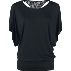 Forplay Lace Back Bat Wings Koszulka damska czarny. Czarne bluzki damskie marki Forplay, xl, w koronkowe wzory, z koronki, z dekoltem w łódkę. Za 144,90 zł.