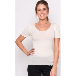 Koszulka w kolorze kremowobiałym. Białe podkoszulki damskie Mare, xl, z wełny. W wyprzedaży za 119,95 zł.
