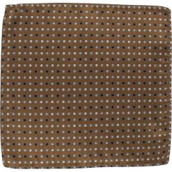 Elegancka, Męska Poszetka - ALTIES - Kolor Beżowy, Grochy Kolorowe POSZALTTANIA0066. Brązowe poszetki męskie Alties, w grochy, z materiału, eleganckie. Za 16,90 zł.