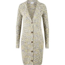 Długi sweter rozpinany z muliną bonprix jasna limonka melanż. Żółte swetry damskie bonprix, bez wzorów, z długim rękawem, długie, bez kaptura. Za 54,99 zł.